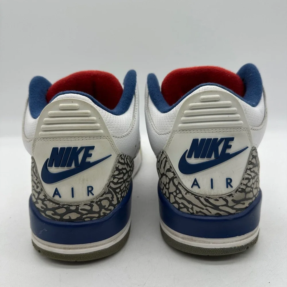 Nike 854262-106 Mens 8.5 Air Jordan 3 White Cement True Blue Retro OG Sneakers